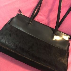 Black Leather and Black Fur handbag.